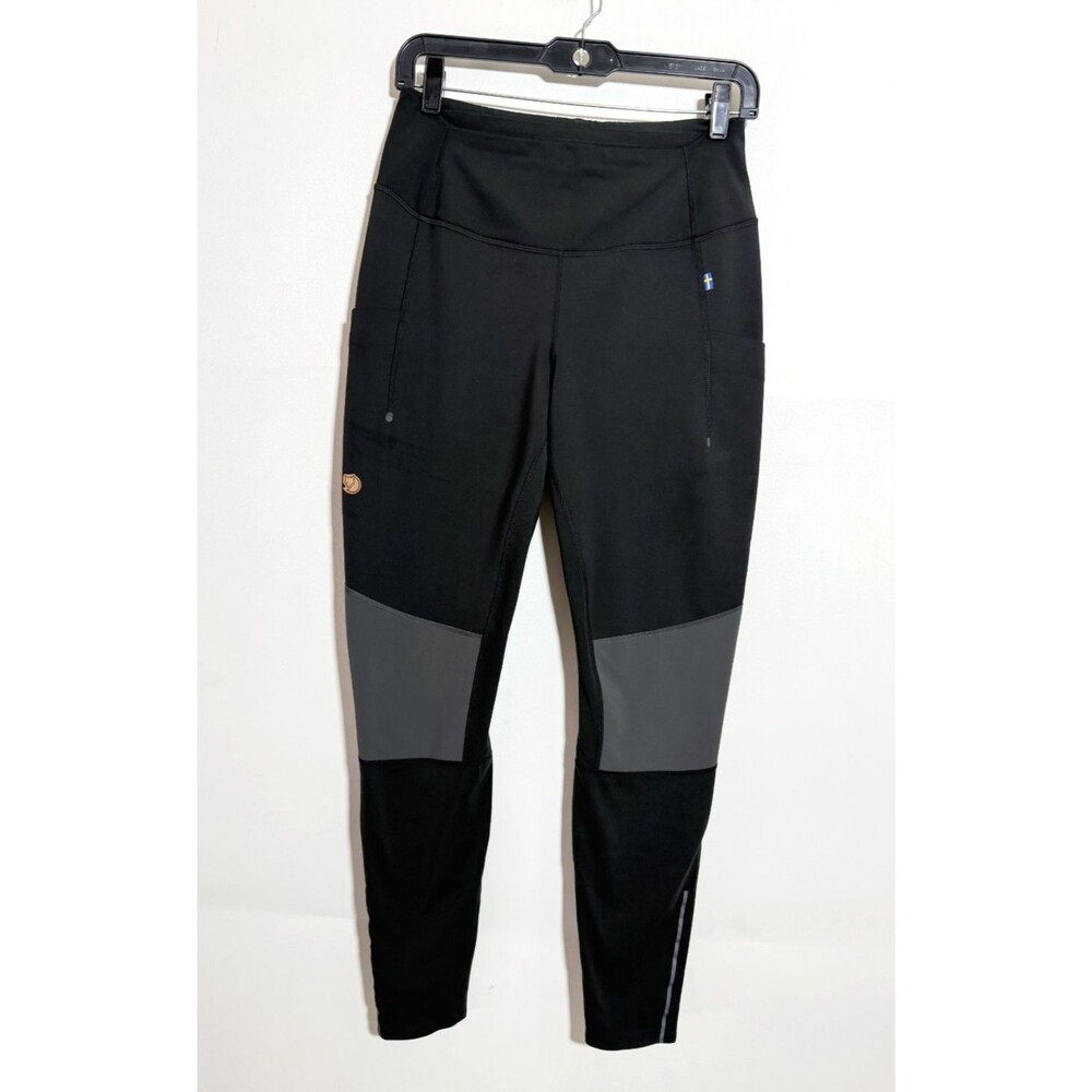Fjallraven Abisko Trekking Tights Women’s Size M Black Gray Hiking Climbing